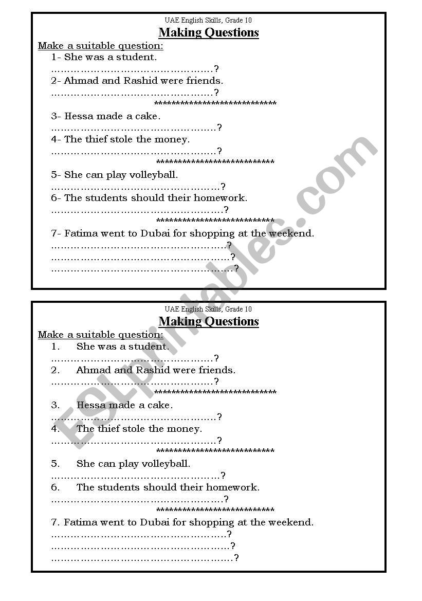 Making Questions  worksheet