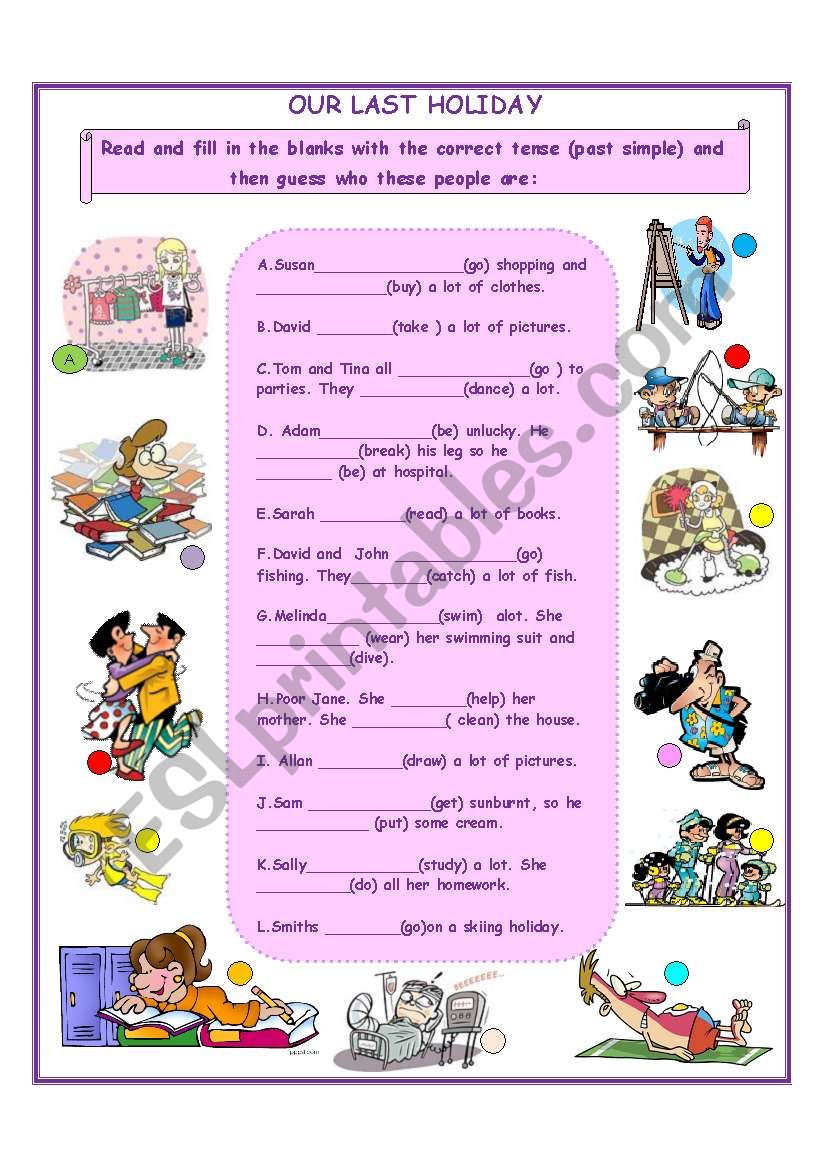 OUR LAST HOLIDAY worksheet