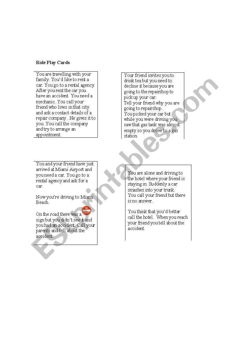 Role play worksheet