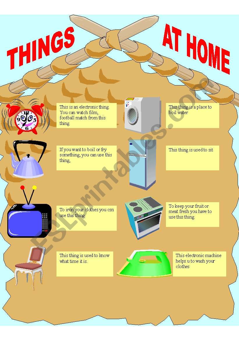 Things we can find at home - ESL worksheet by ichacantero