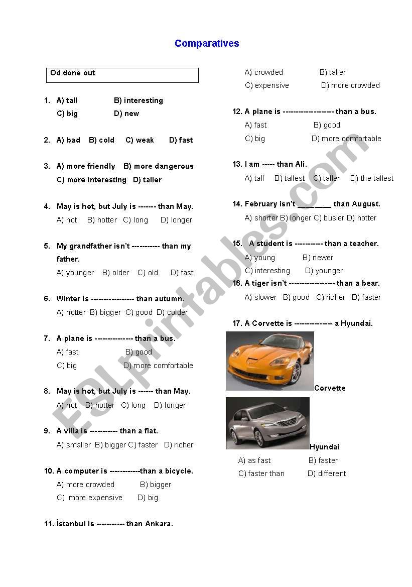 comparatives worksheet