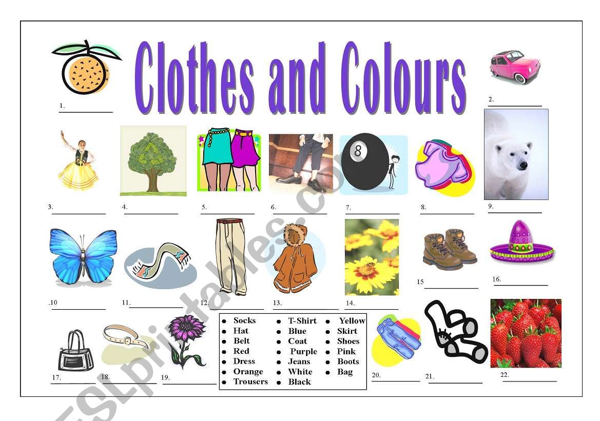 Clothes and Colours worksheet