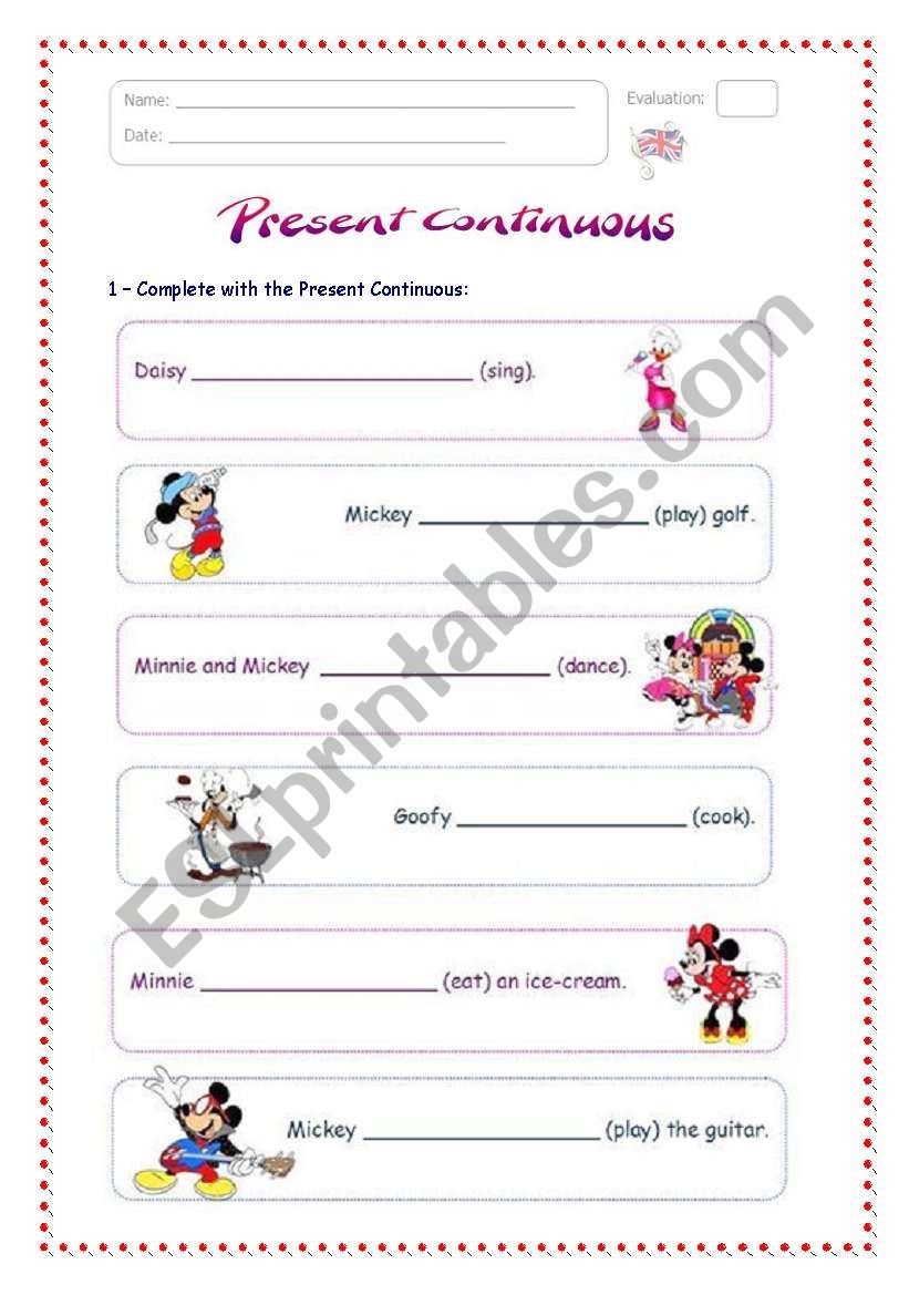 Present Continuous worksheet