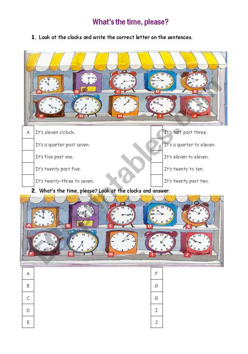 What time is it? worksheet