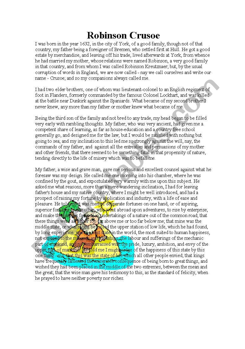 robison crusoe worksheet