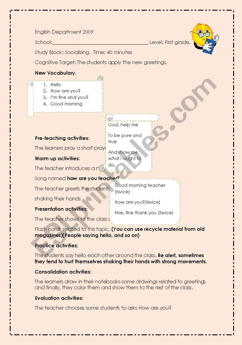First Lesson worksheet
