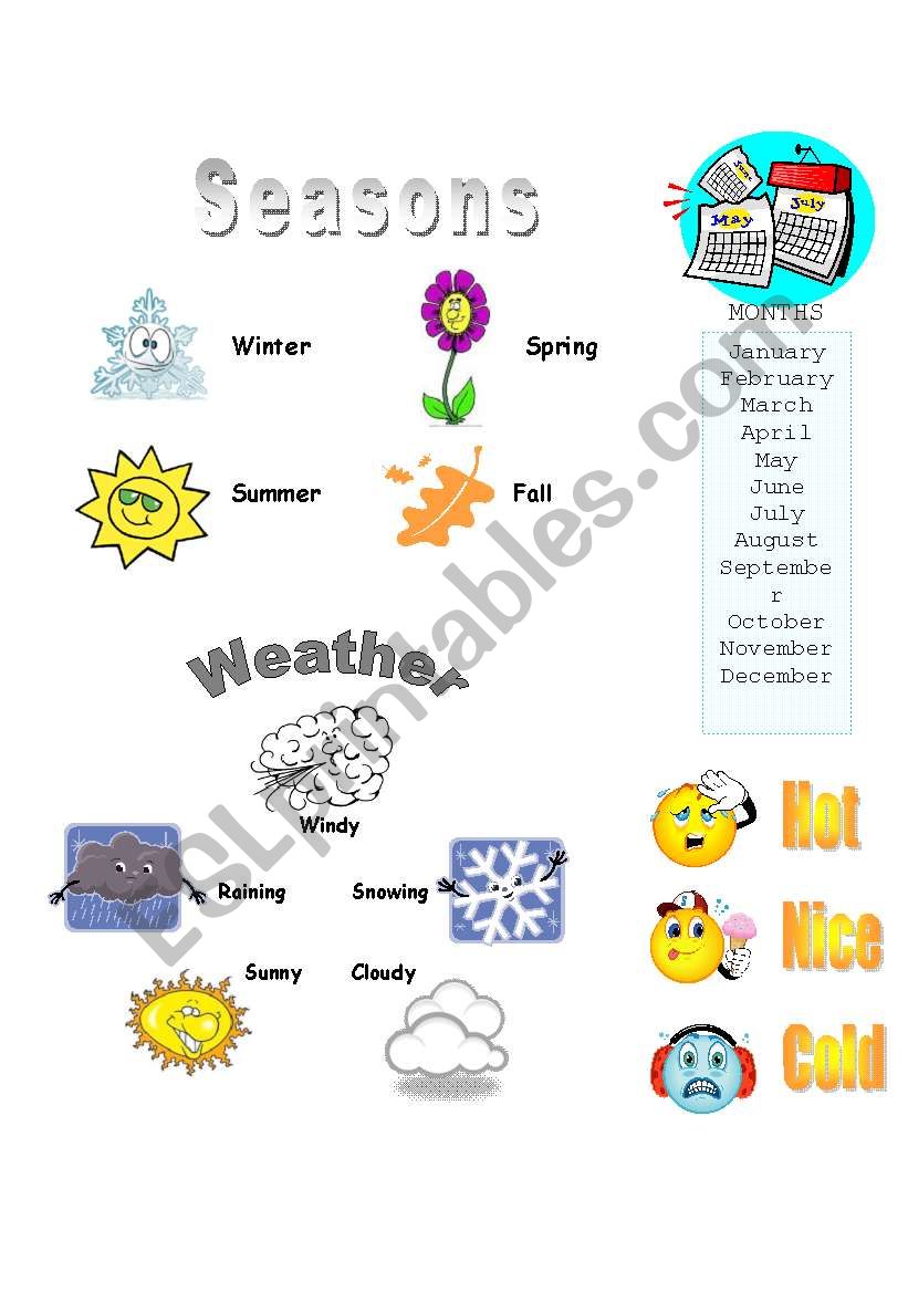 Seasons vocab worksheet