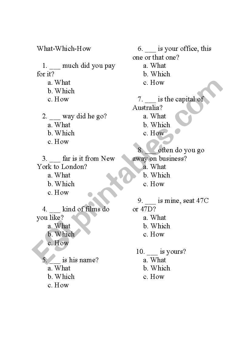 wh wh questions worksheet