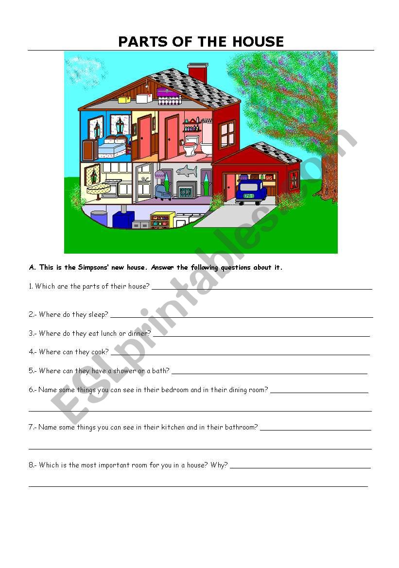 parts of the house worksheet