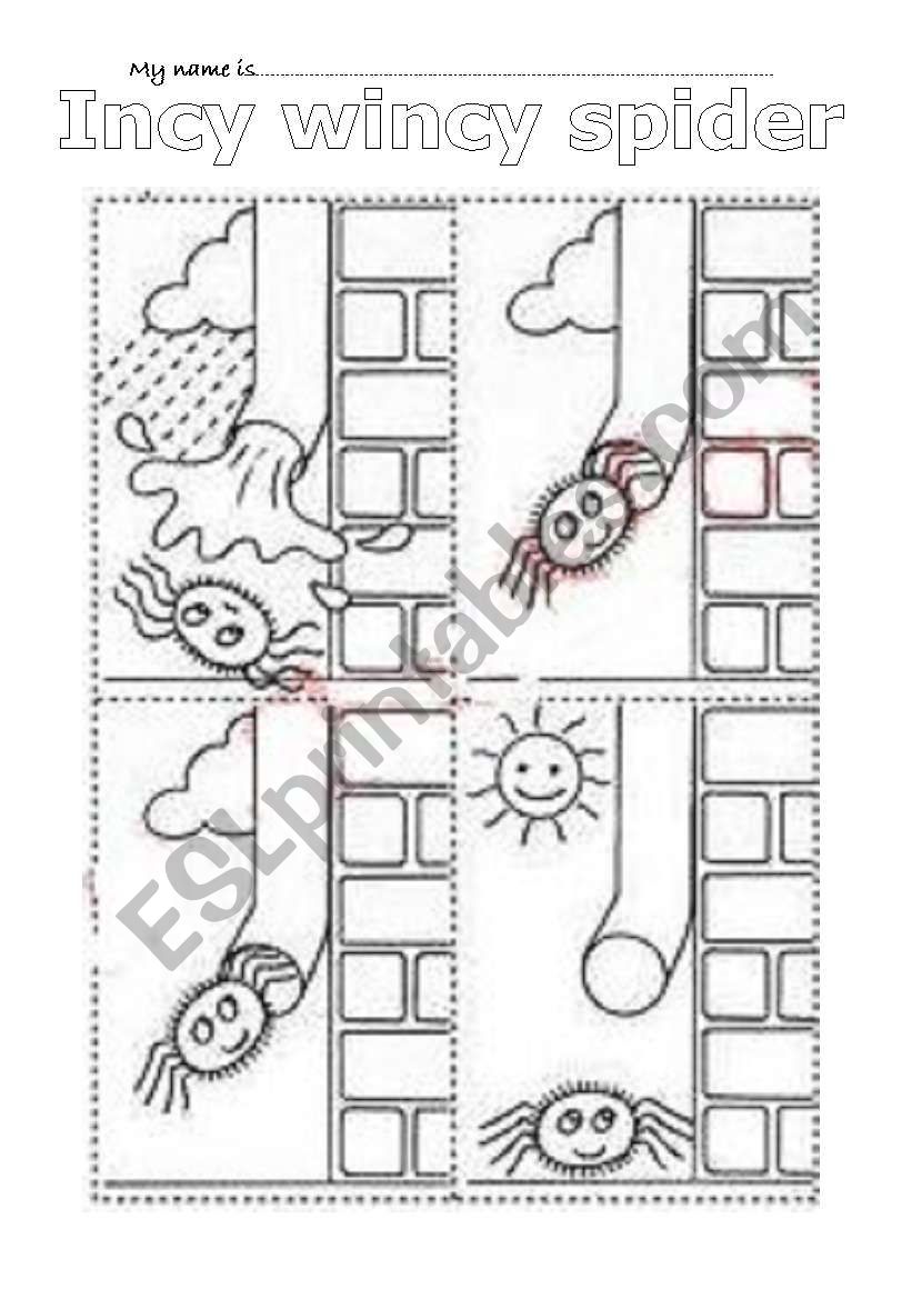 INCY WINCY SPIDER - STUDENT SHEET