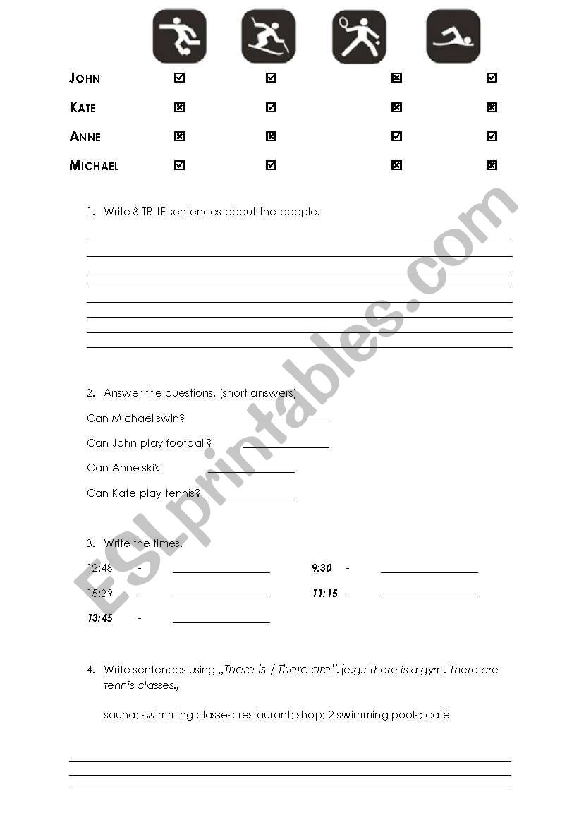 Test paper for beginners worksheet