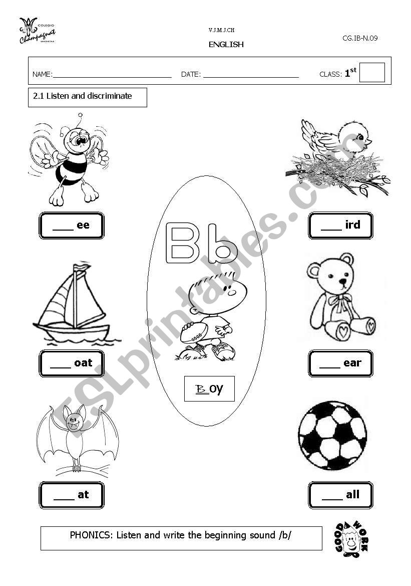 PHONICS CONSONANT SOUND /b/ worksheet