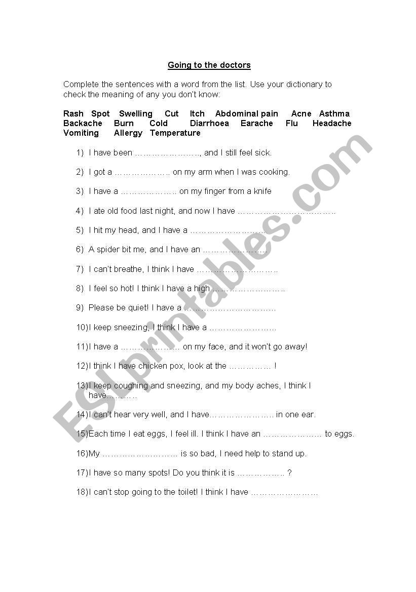 Doctor Vocabulary Gapfill worksheet