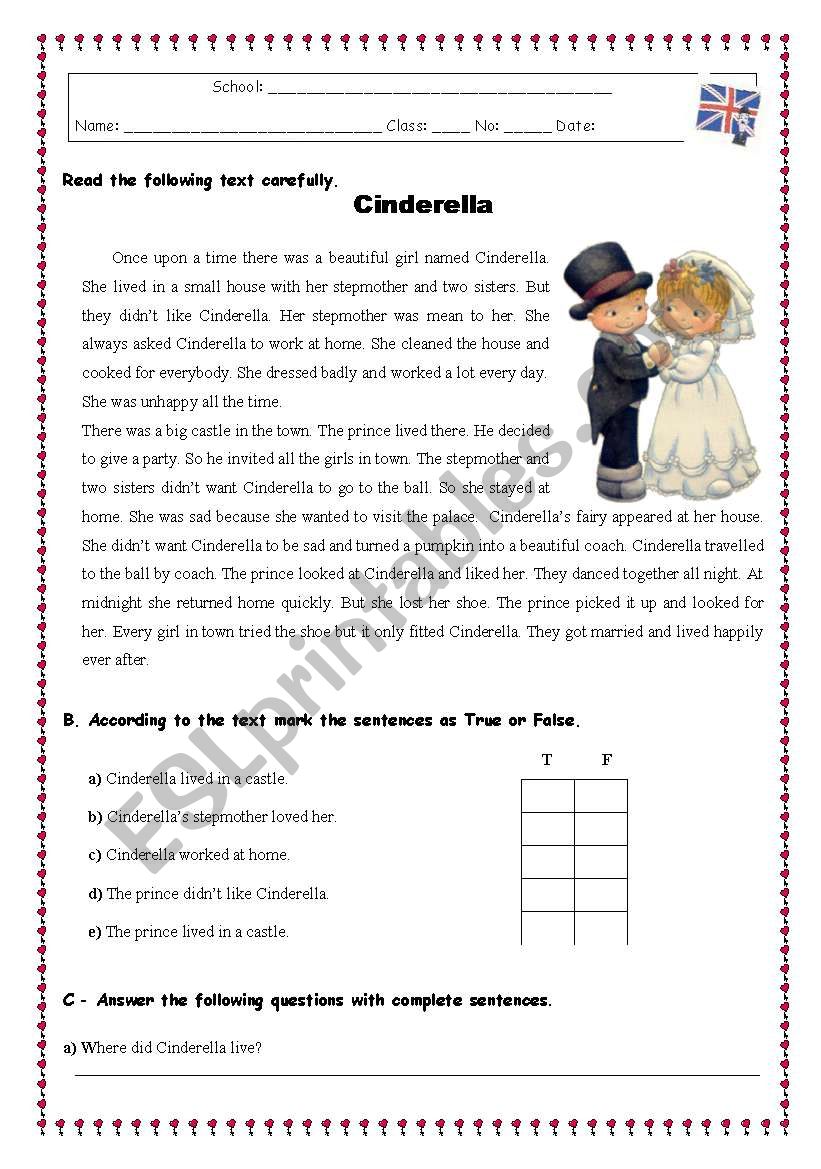 CINDERELLA worksheet