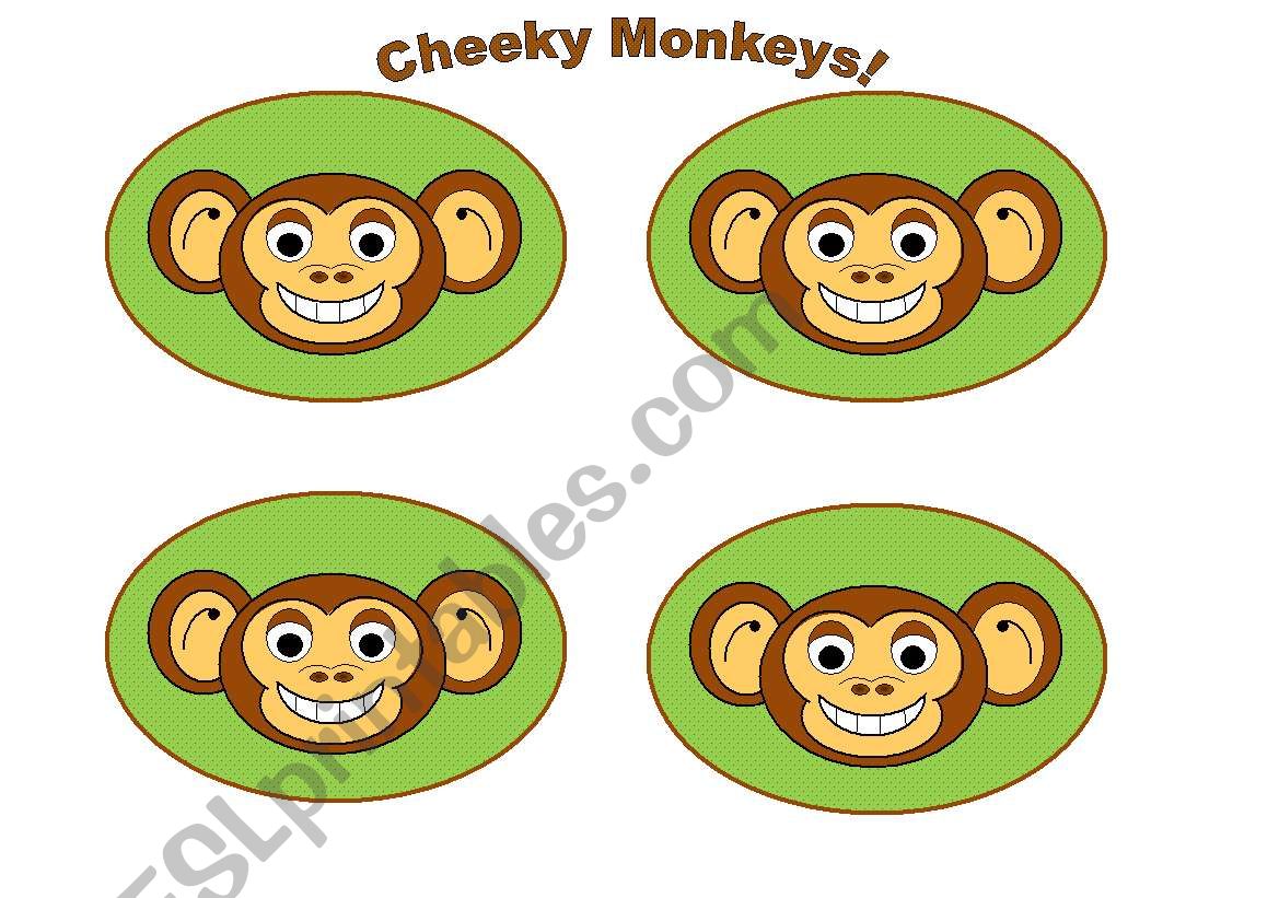 Monkey Cards (Add your own text) Use them with my monkey gameboard.