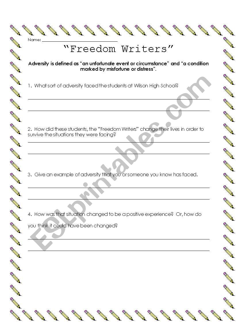 Freedom Writers worksheet