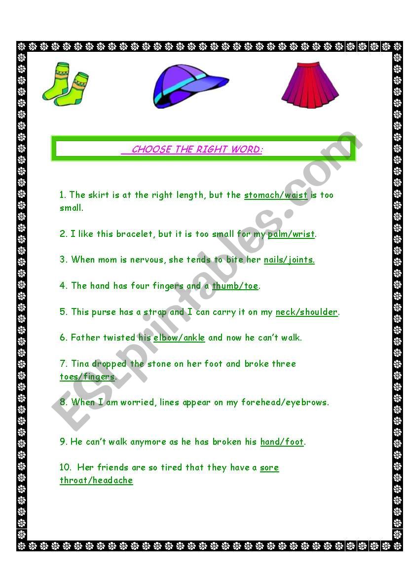 choose the right word worksheet