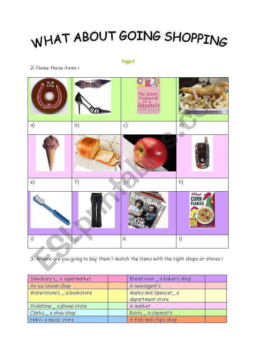 What about going shopping (2) worksheet