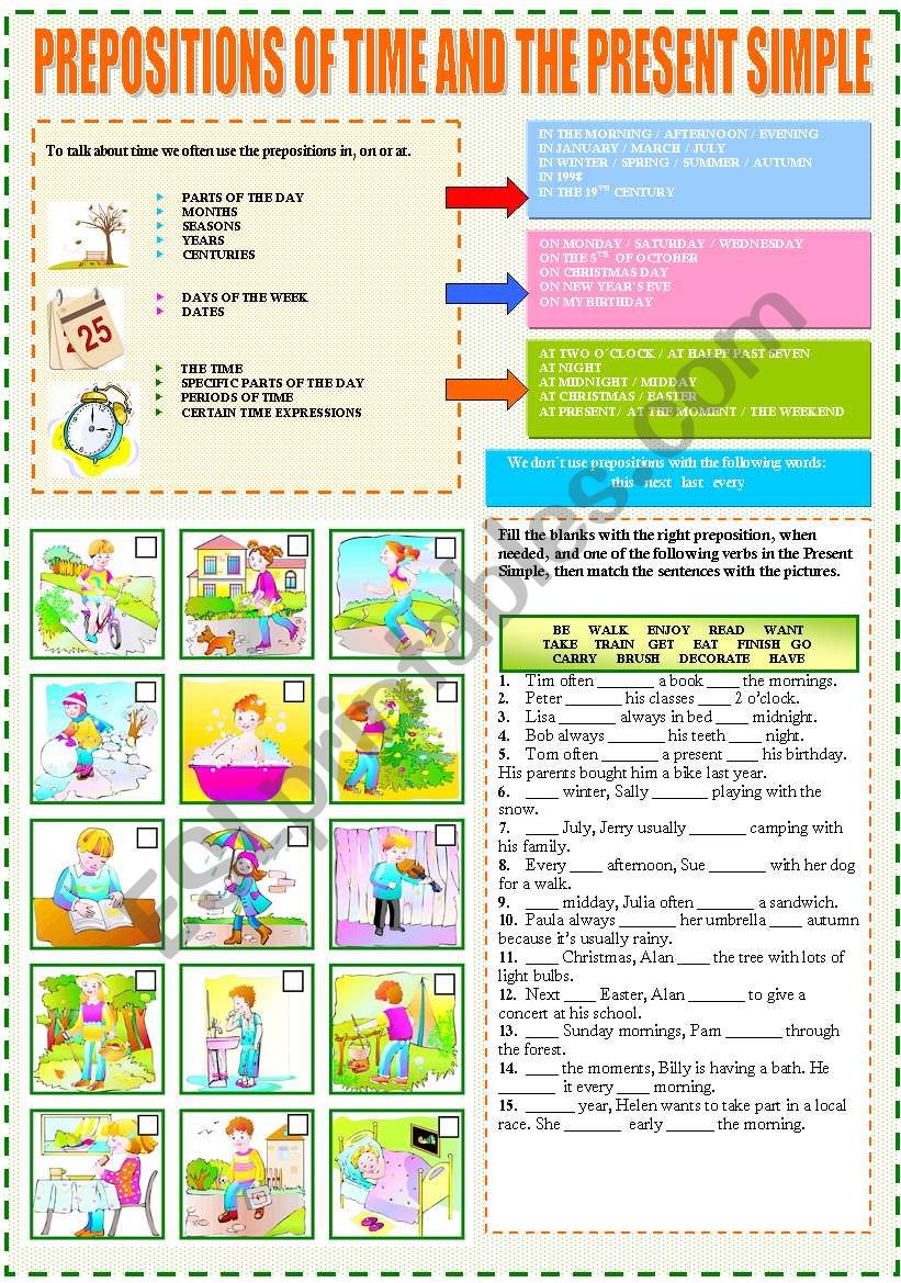 PREPOSITIONS OF TIME AND PRESENT SIMPLE