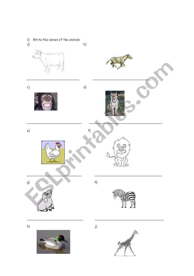 Zoo and Farm Animals worksheet