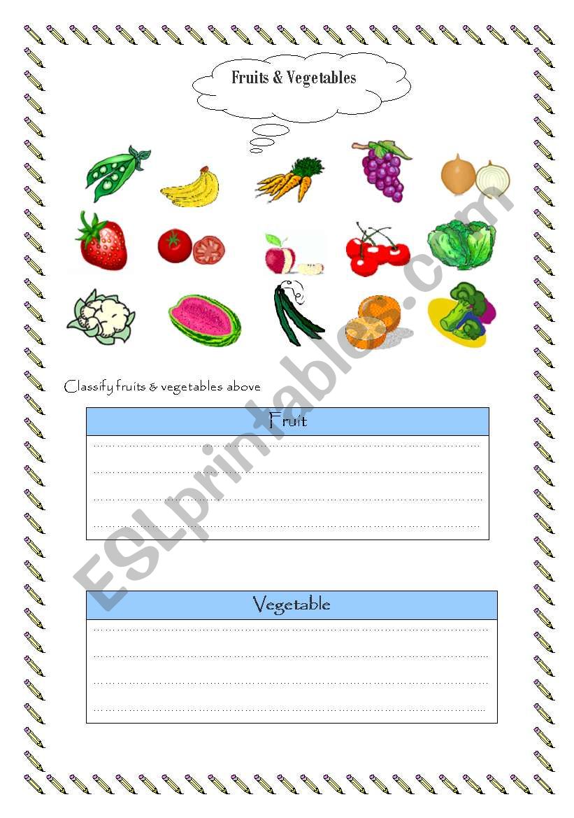 fruit & vegetables worksheet