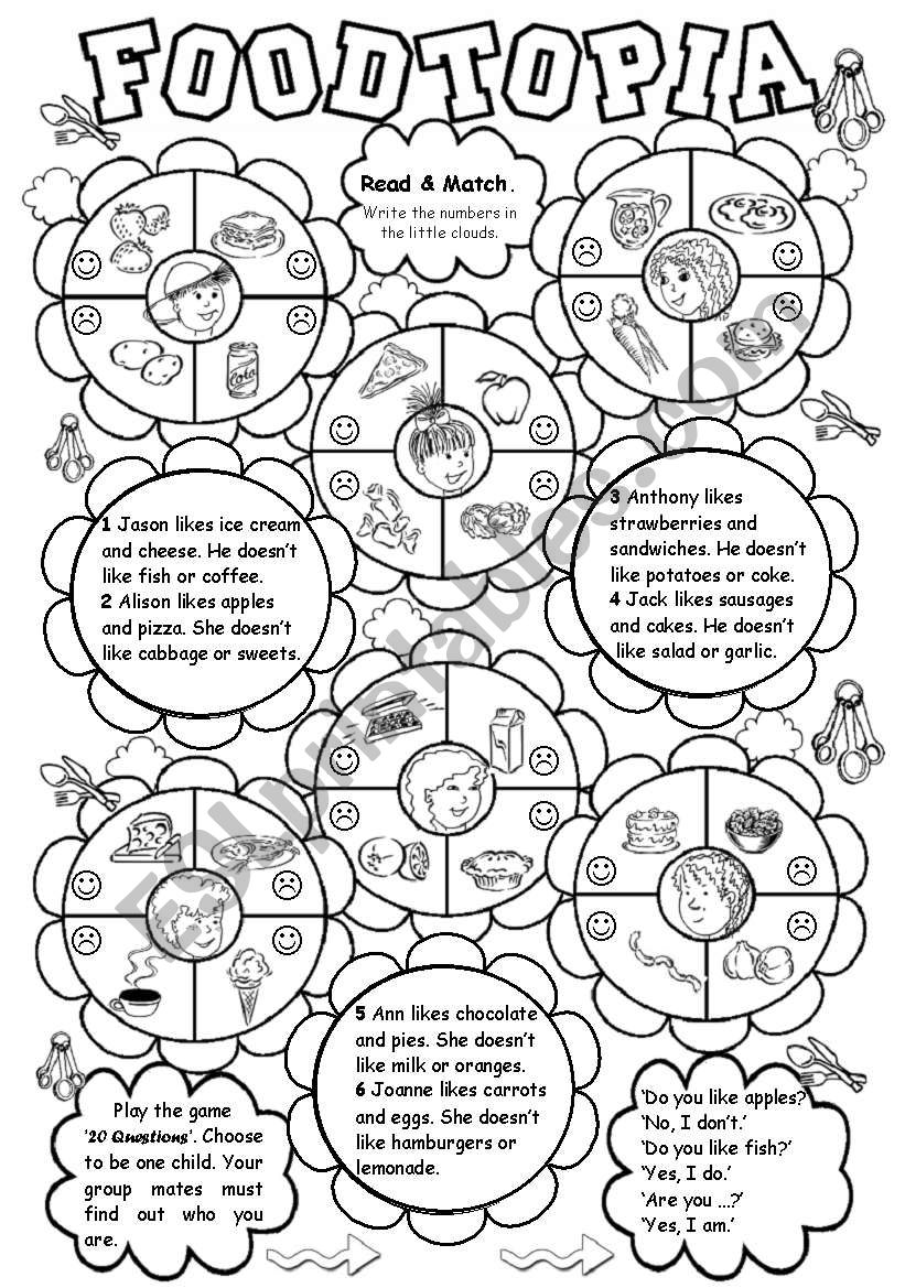 Foodtopia (likes & dislikes) worksheet