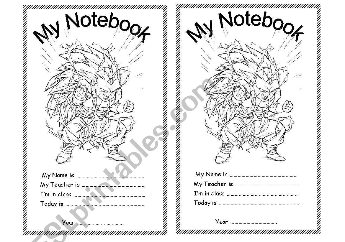 Notebook cover page worksheet
