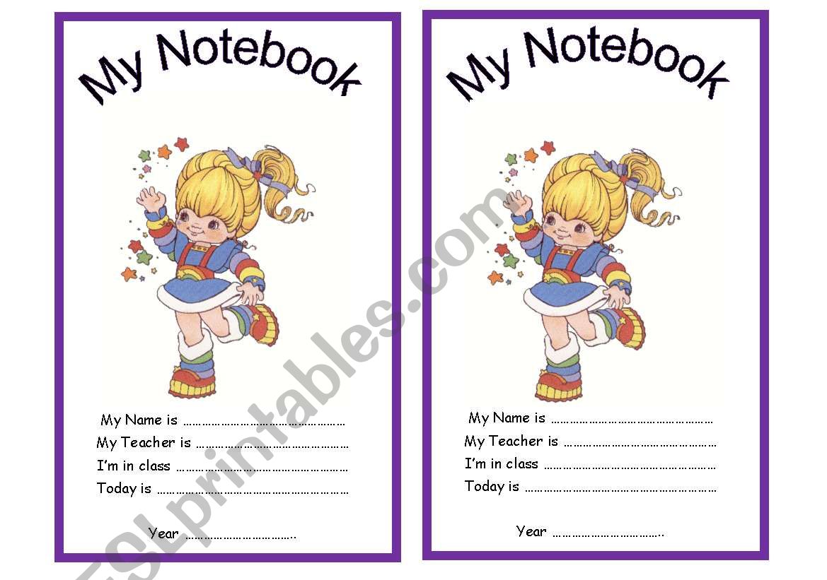 My Notebook Cover page worksheet