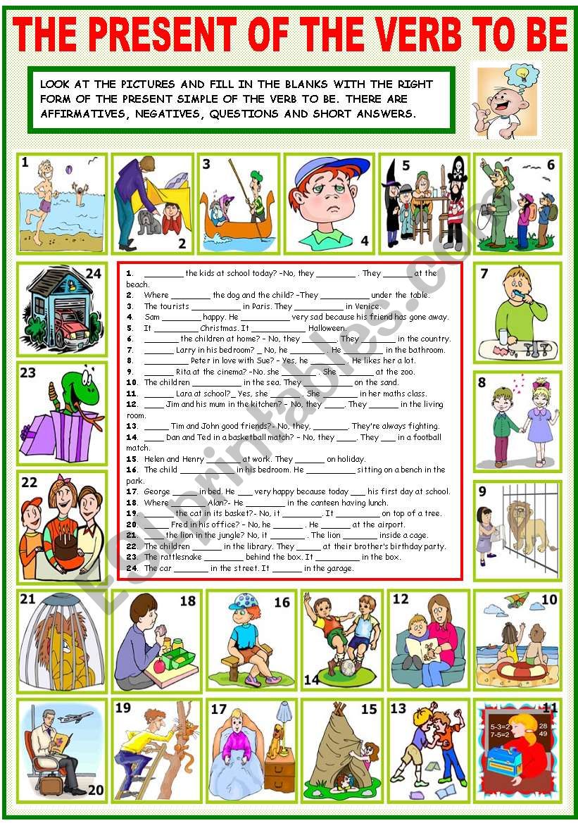 THE PRESENT OF THE VERB TO BE worksheet