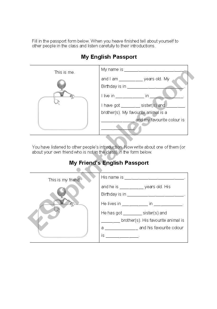 My passport worksheet
