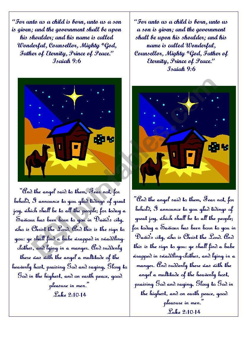 Christmas Bookmark worksheet