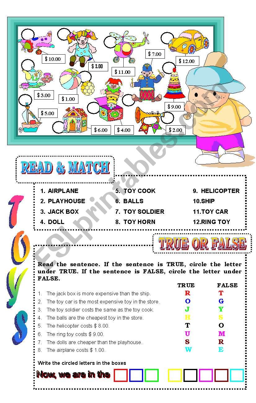 the toys worksheet