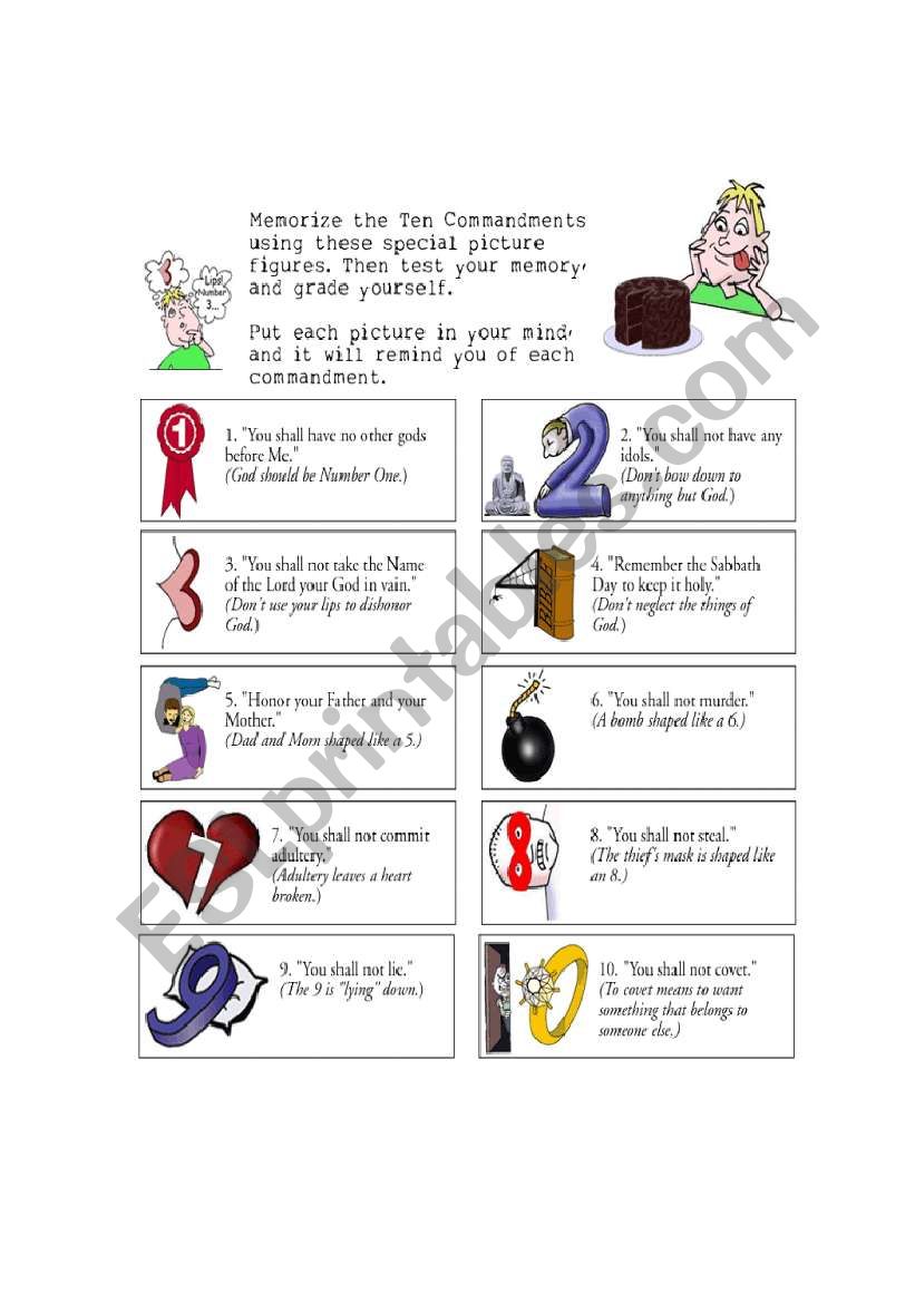 ten commandments worksheet