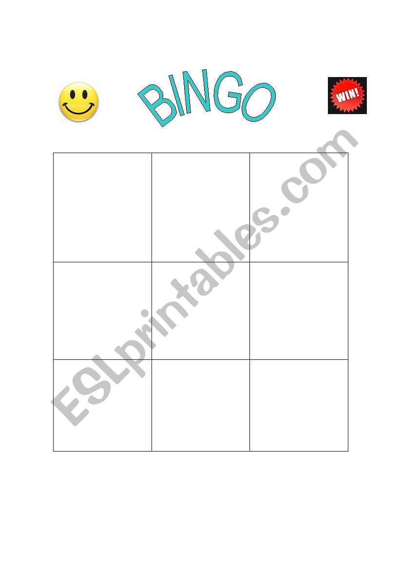 Blank Bingo Boards - bingo templates