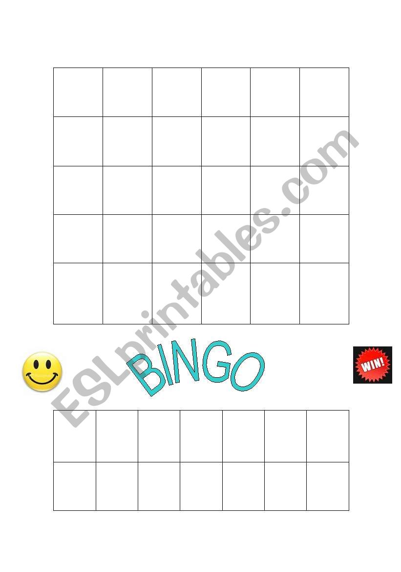 Blank Bingo Boards - bingo templates - ESL worksheet by misspark1