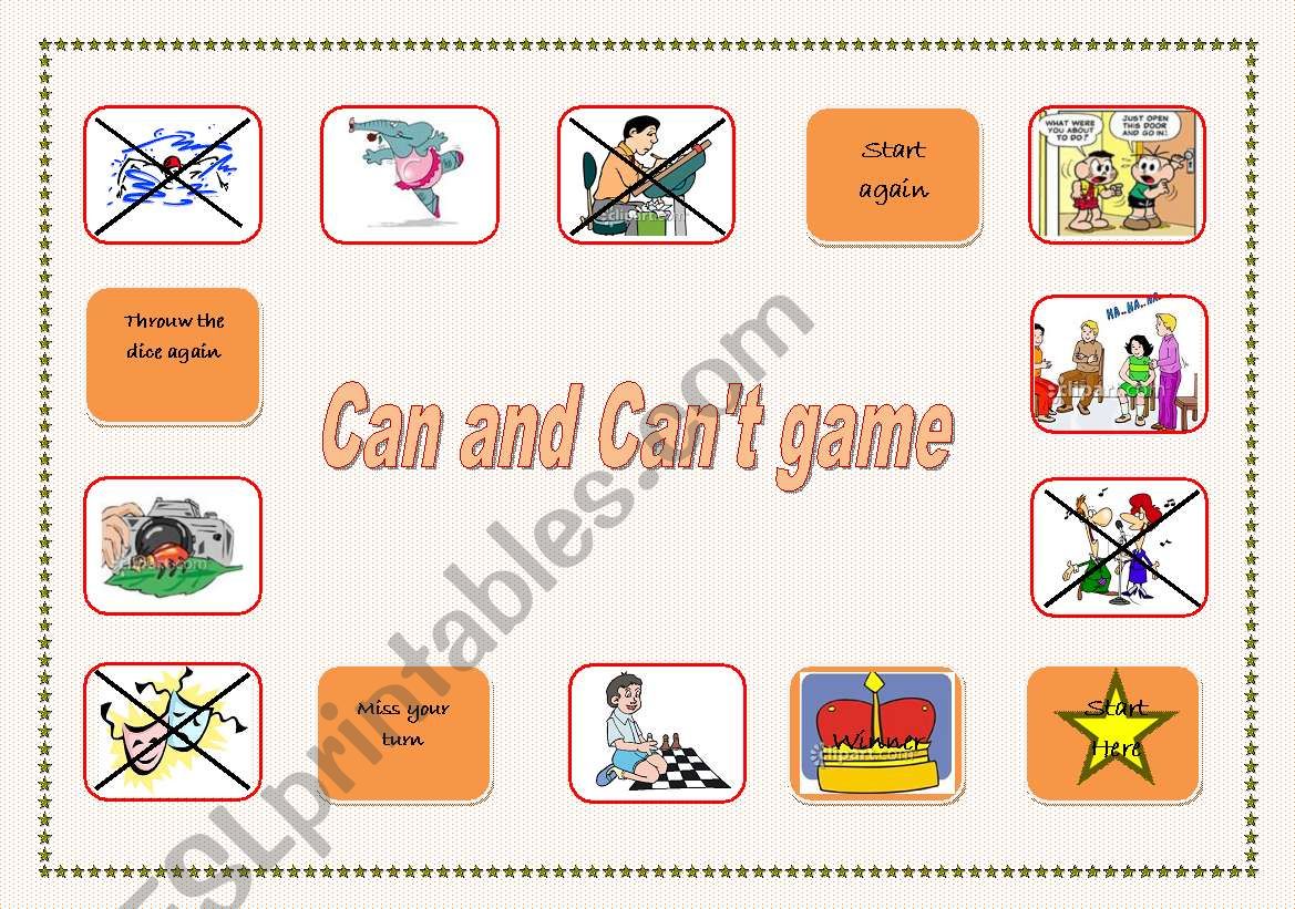Can or cant board game worksheet