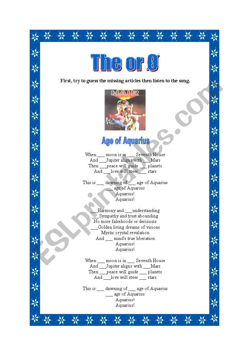 Hair Musical - Articles worksheet