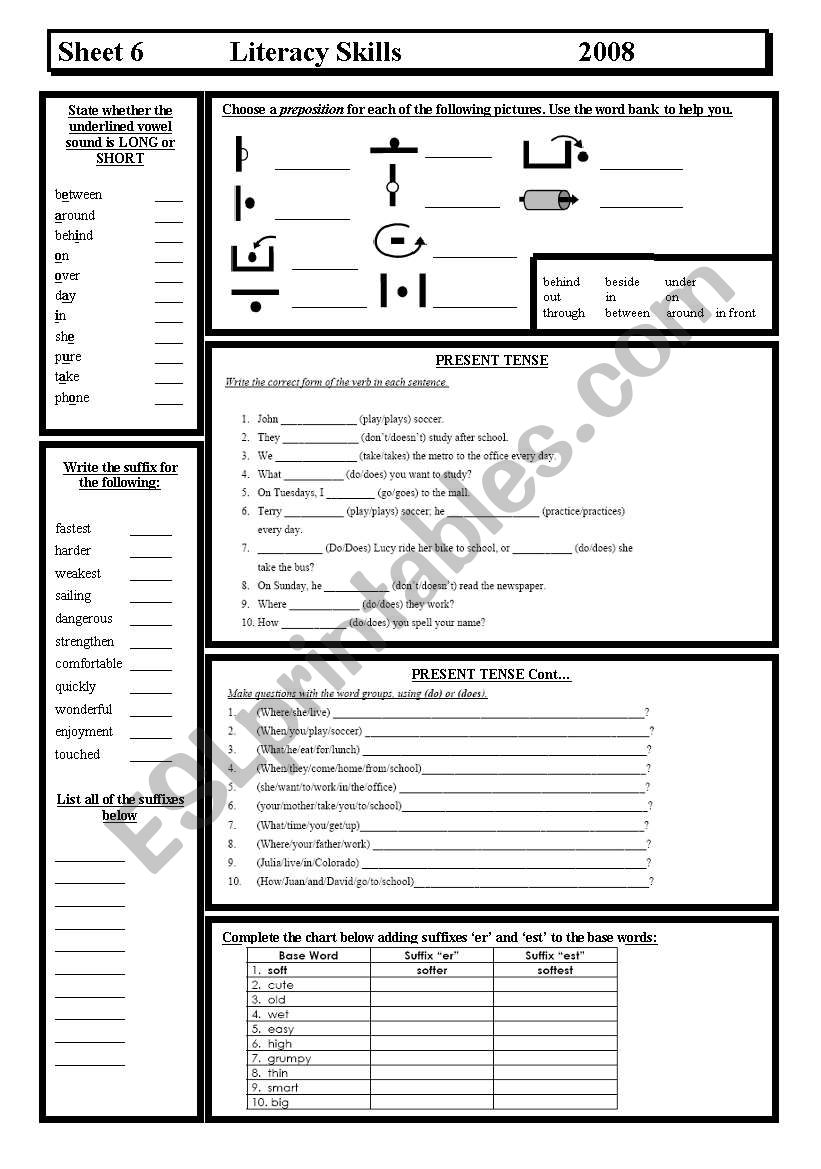 Literacy Skills worksheet