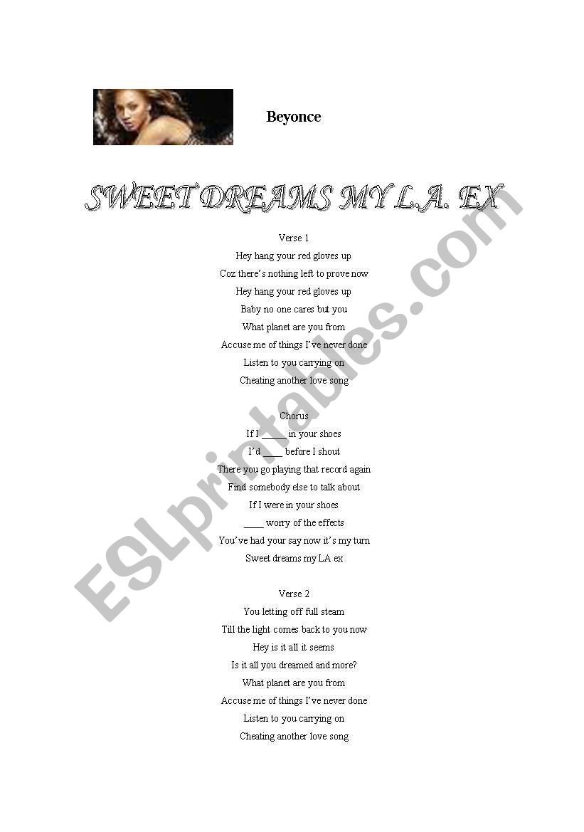 2nd Conditonal: Beyonce - sweet dreams my LA ex