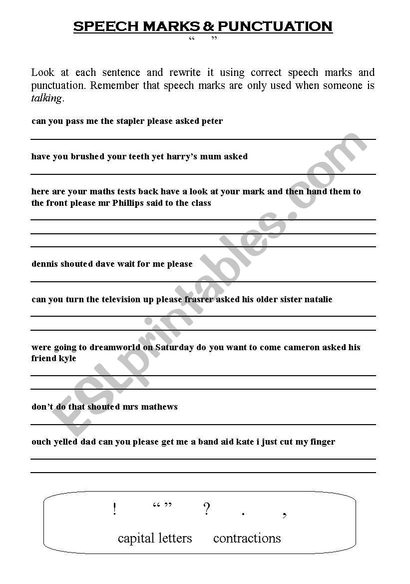 Speech Marks worksheet