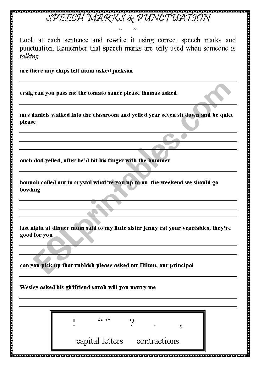 speech marks worksheets grade 3