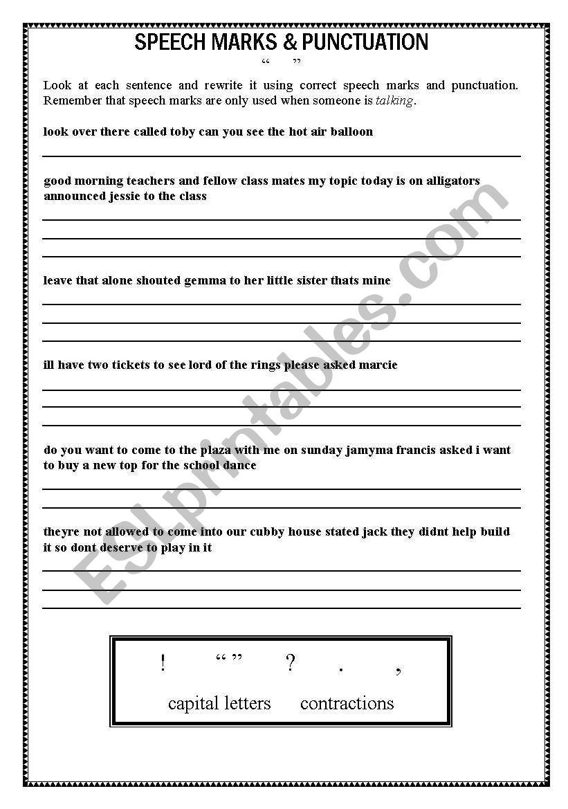 Punctuation worksheet