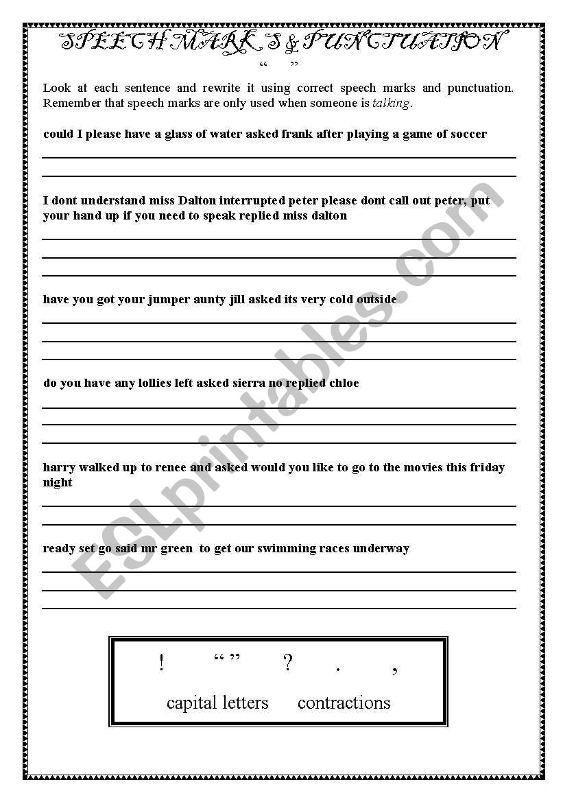 Punctuation worksheet