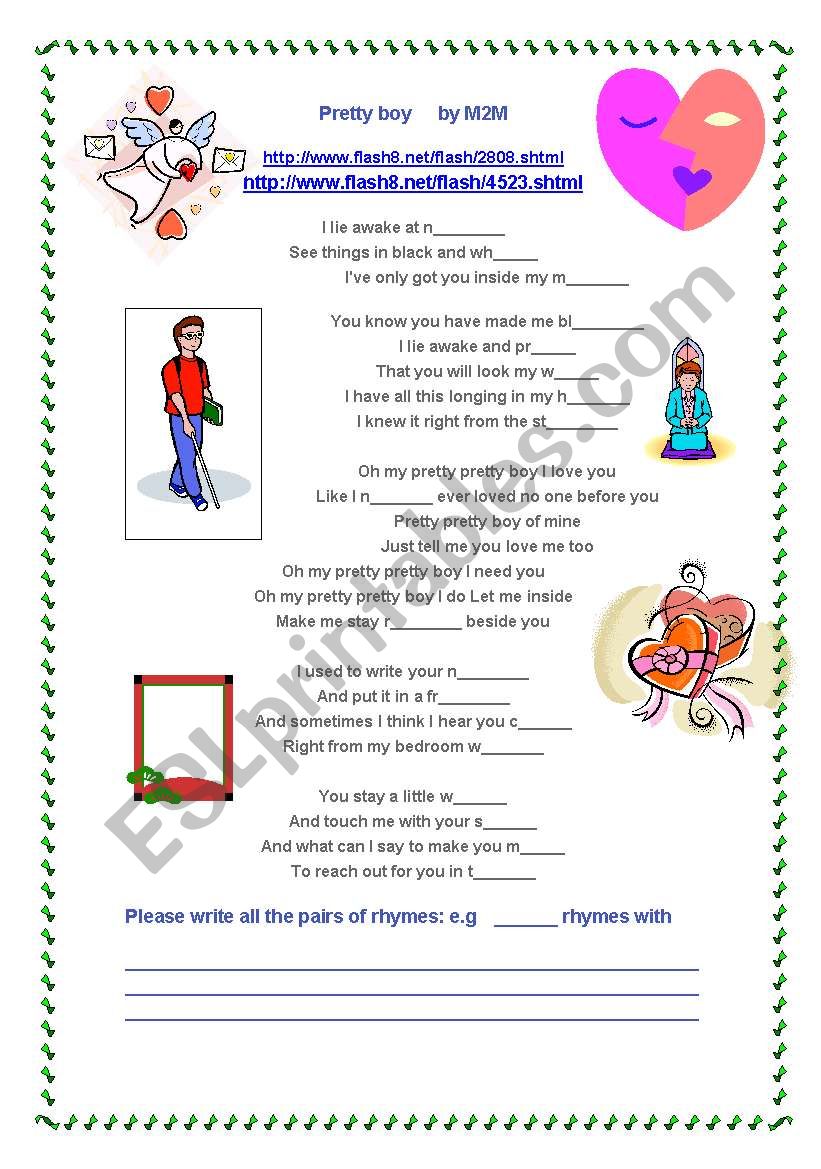 Pretty boy worksheet