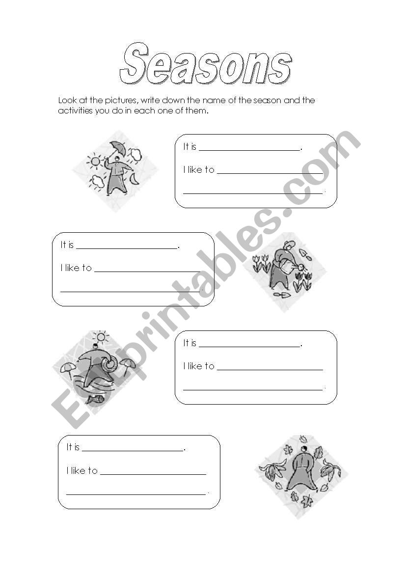 Seasons worksheet