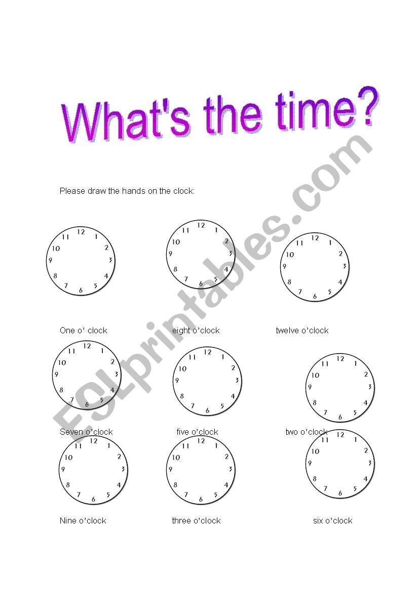 Whats the time? worksheet