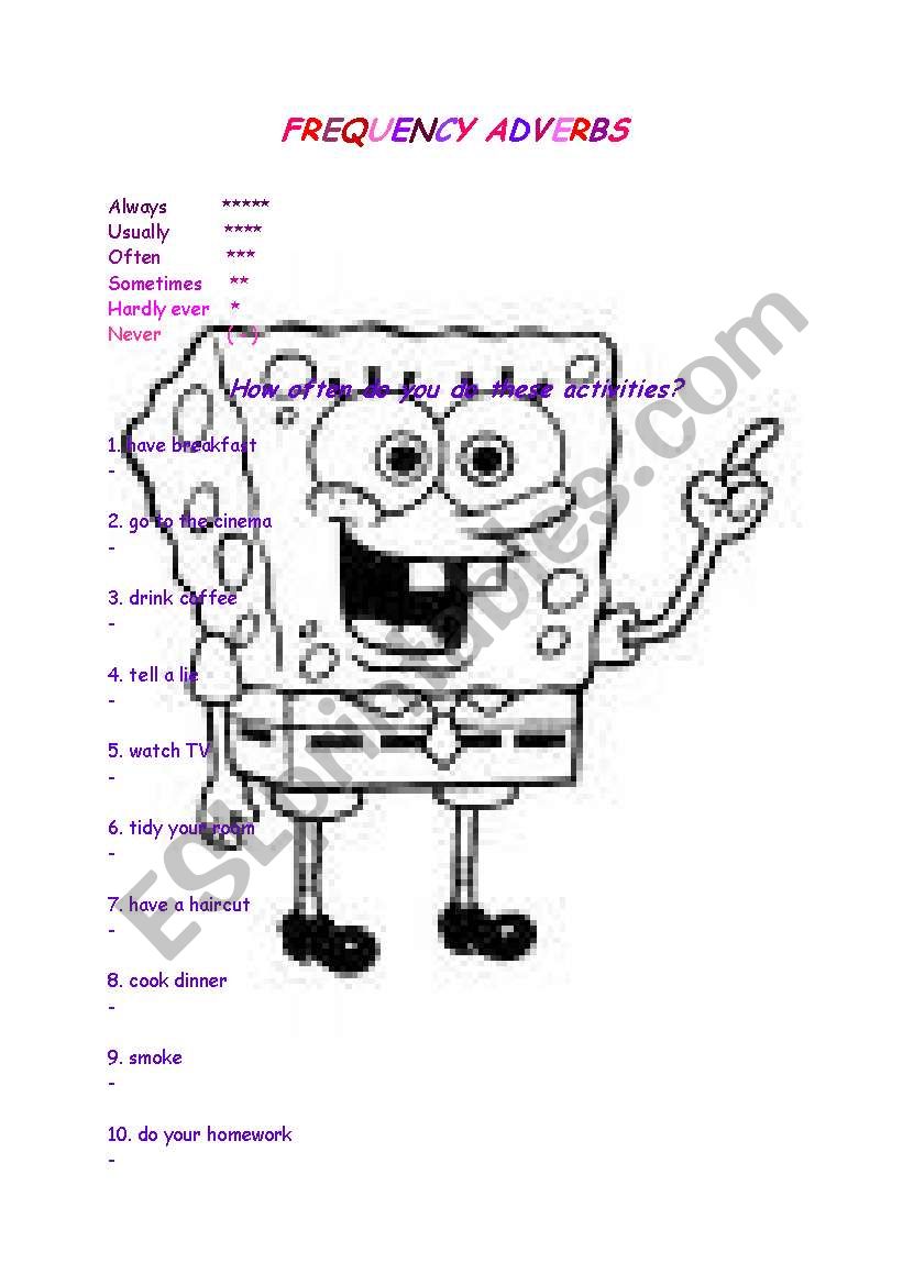 Frequency Adverbs worksheet