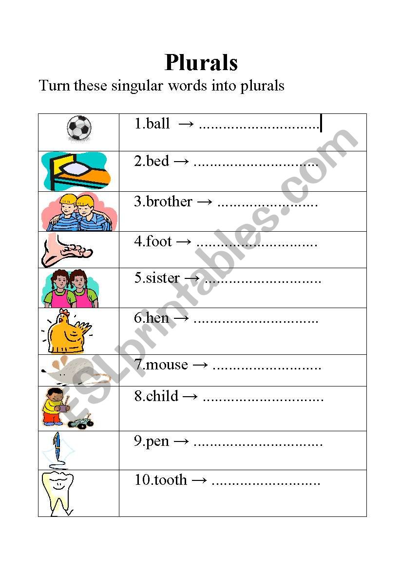 PLURALS worksheet