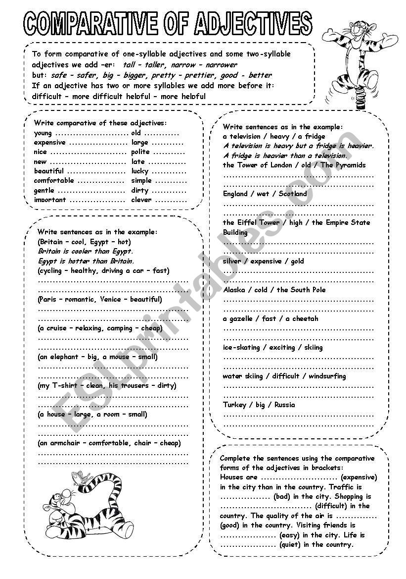 COMPARATIVE OF ADJECTIVES worksheet