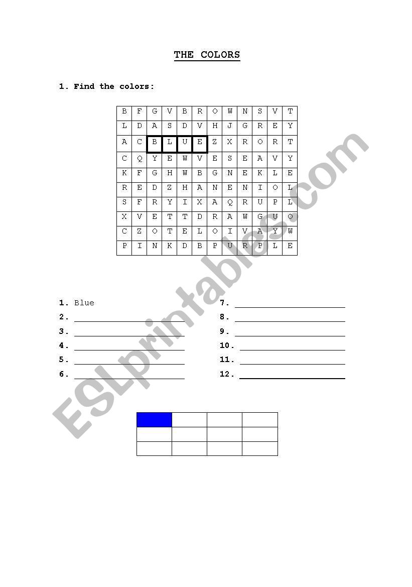 The colors worksheet